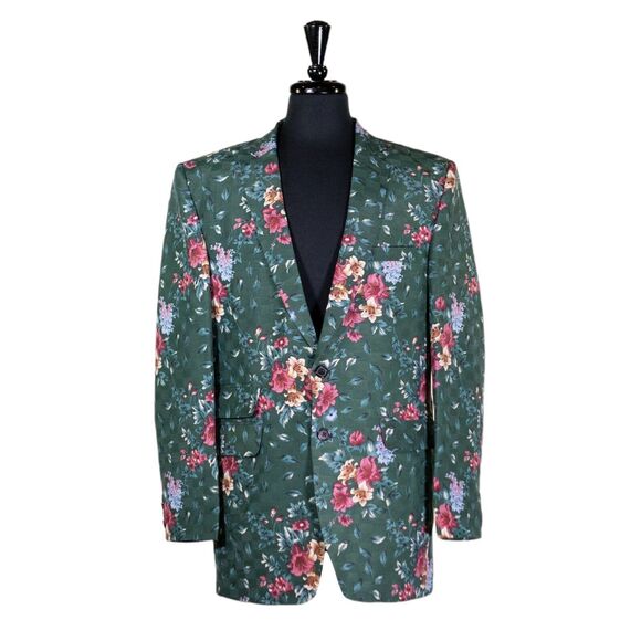 Chiragh Apparel Other - Mens Blazer Floral Green Pink Flowers Dress Formal Jacket Wedding Sport Coat 42R